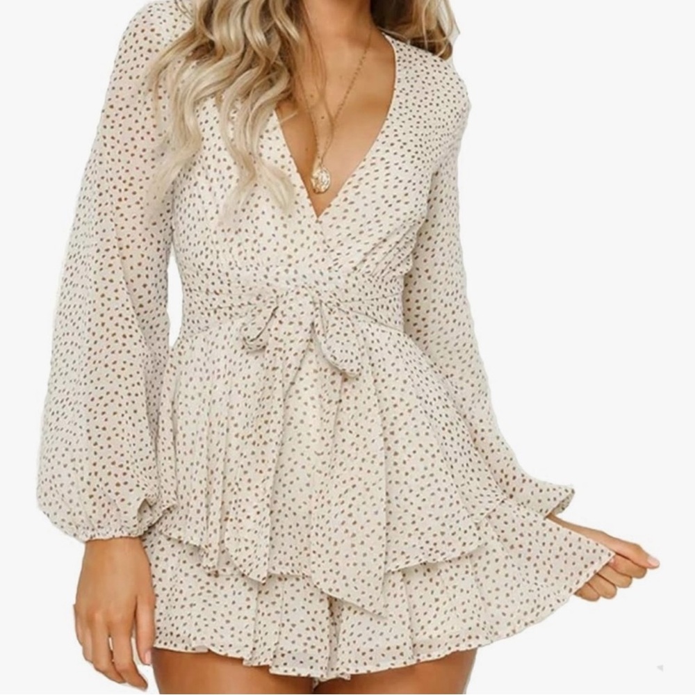 Tan Polka Dot Romper